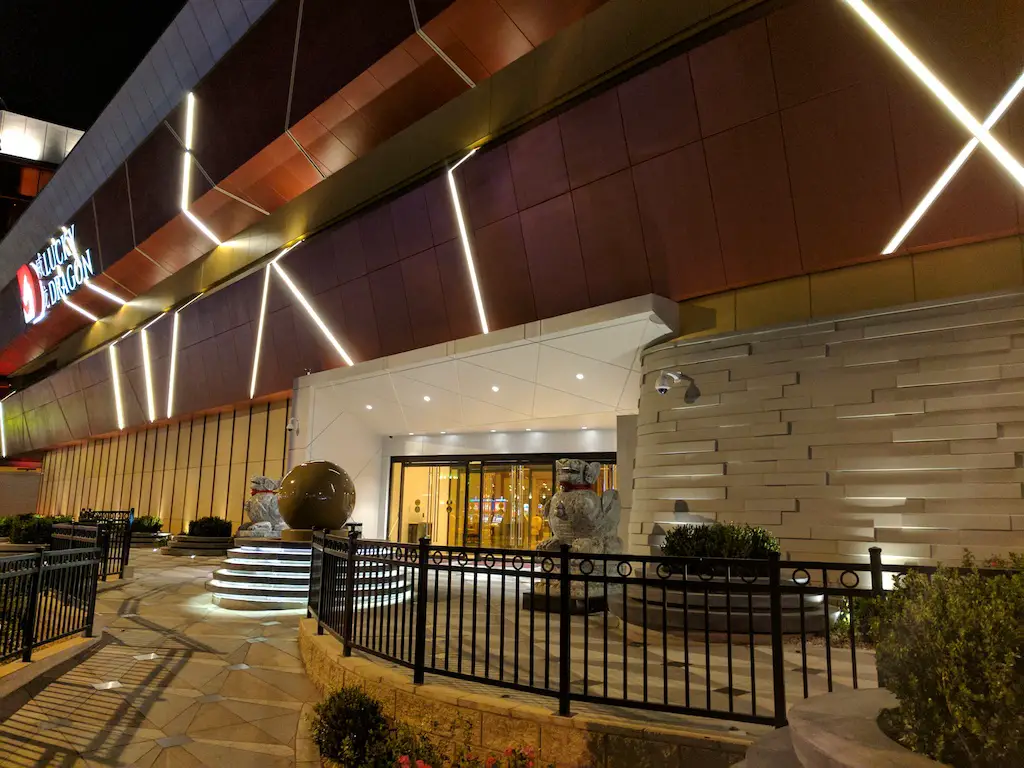 Photo of Entrance to the Lucky Dragon casino hotel in Las Vegas where Electronic Pai Gow Poker Game is Played